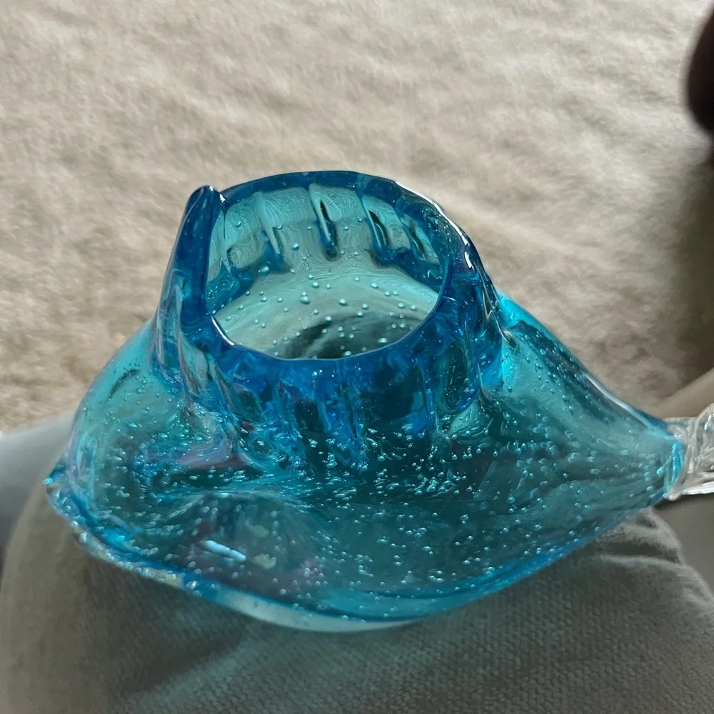 Blue Glass Fish Aquarium Decor